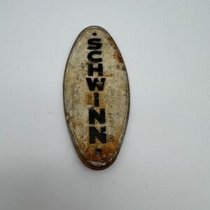 Vintage Schwinn Chicago Metal Head Badge Emblem Bicycle Bike Oval Patina